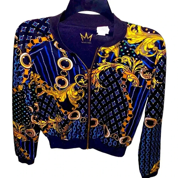 Nicki Minaj Chain Print Cropped Zip Up Jacket Sz XS - Picture 3 of 4